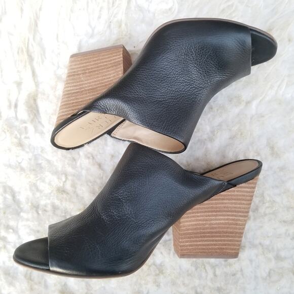 Black Heeled Mule Naturalizer Sloan Size 9 Leather Open Toe Slide Slip On VGUC - Picture 12 of 14